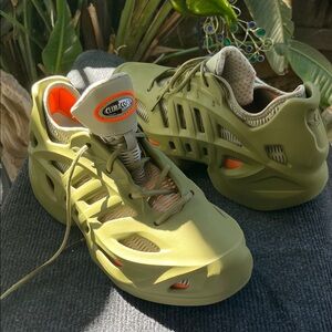 adidas Olive Green Climacool Sneakers with Orange Accents